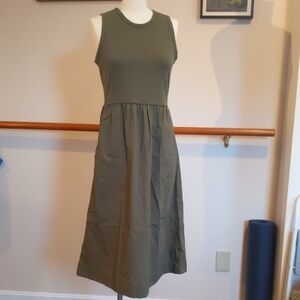 Jcrew Factory Olive Green Sleeveless Midi Dress